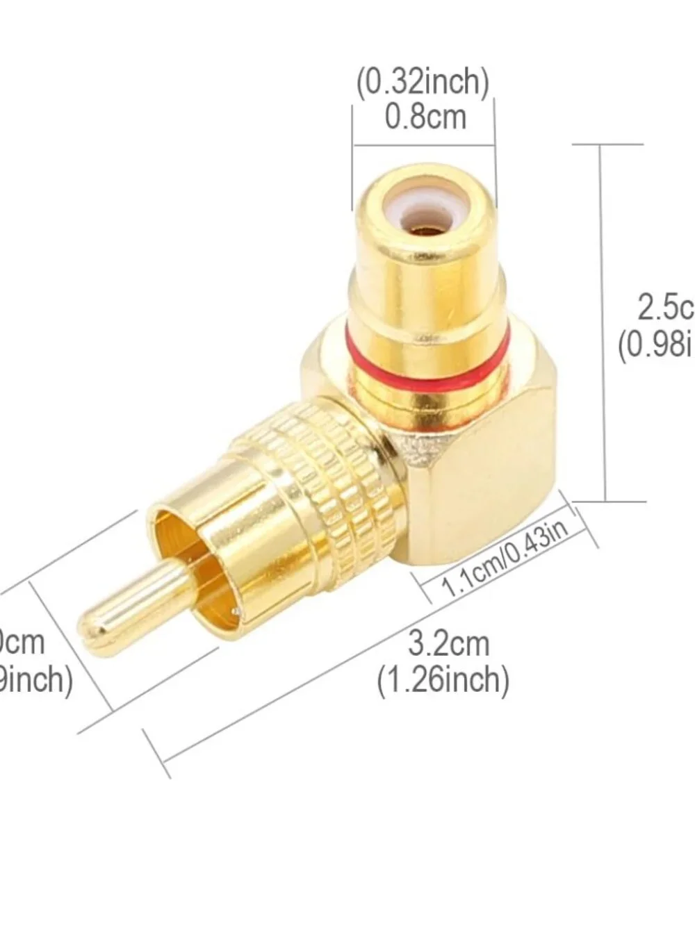 RCA Right Angle Adapter Gold-Plated 2-Pack 90 Degree RCA Adapter Plug Connector